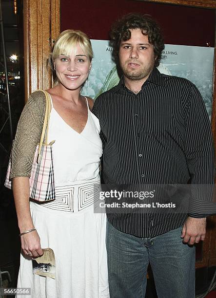 Long distance swimmer Susie Maroney and boyfriend Robert Daniels attend the Australian premiere of 'North Country' at the State Theatre on January...