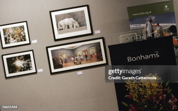 Auction lots are seen ahead of the Love At First Sight reception and auction at Bonhams on January 23, 2006 in London, England. The event, hosted by...