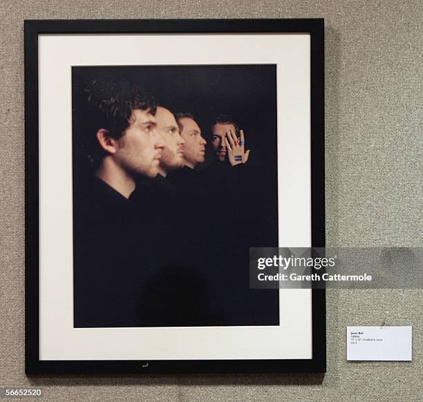 An auction lot by contributing artist Jason Bell is seen ahead of the Love At First Sight reception and auction at Bonhams on January 23, 2006 in...