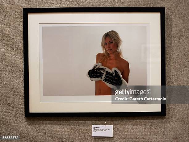 An auction lot by contributing artist Harry Soames is seen ahead of the Love At First Sight reception and auction at Bonhams on January 23, 2006 in...