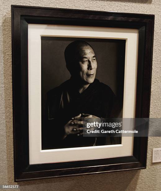 An auction lot by contributing artist Herb Ritts is seen ahead of the Love At First Sight reception and auction at Bonhams on January 23, 2006 in...