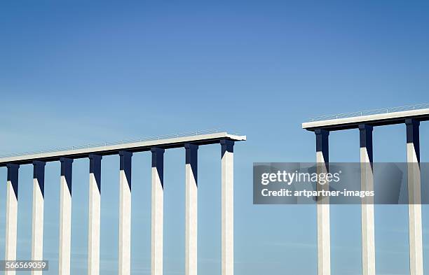 bridge with a gap - man made structure stock pictures, royalty-free photos & images