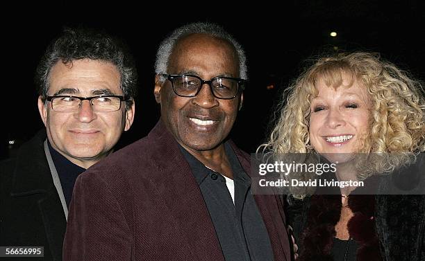 Actor Robert Guillaume poses with Murphy Cross and Paul Kreppel , co-directors/co-creators of the production, at the celebrity opening night of the...