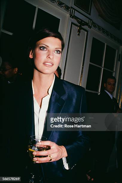 Canadian model Linda Evangelista attends the Marc Jacobs Fall 1995 fashion show, 1995.