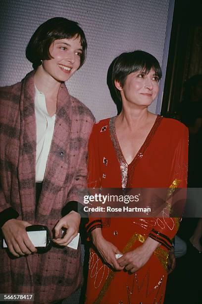 Italian actress and filmmaker, Isabella Rossellini and American dancer and choreographer, Twyla Tharp, circa 1986.