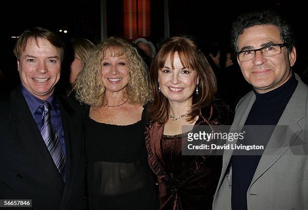 Ventriloquist/comedian Jay Johnson, Murphy Cross, Johnson's wife Sandi and Paul Kreppel attend the afterparty following the opening night of...