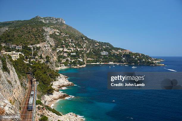 railway on the cote d'azur - nice france stockfoto's en -beelden