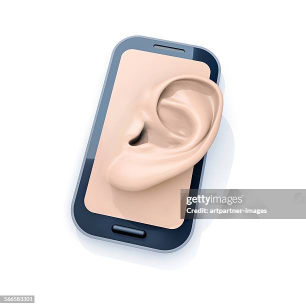 smartphone with ear - ear stock pictures, royalty-free photos & images