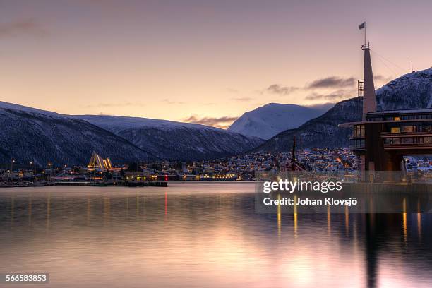 winter dawn 2, tromsø. norway. - troms fylke stock pictures, royalty-free photos & images