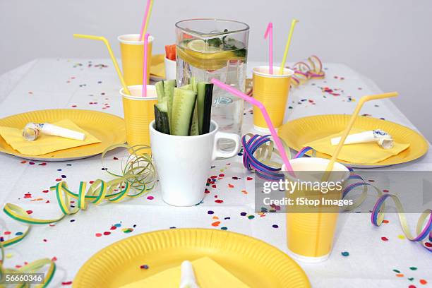 a table set for a birthday party - healthy plate method stock pictures, royalty-free photos & images