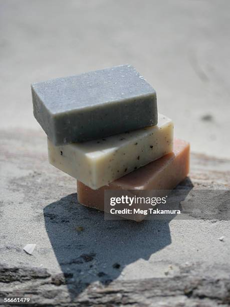 close-up of a stack of soaps - hard choice stock pictures, royalty-free photos & images