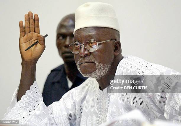 Freetown, SIERRA LEONE: -- A file photo taken 03 June 2004 shows Sam Hinga Norman, who is accused of war crimes during the 1991 to 2002 conflict in...