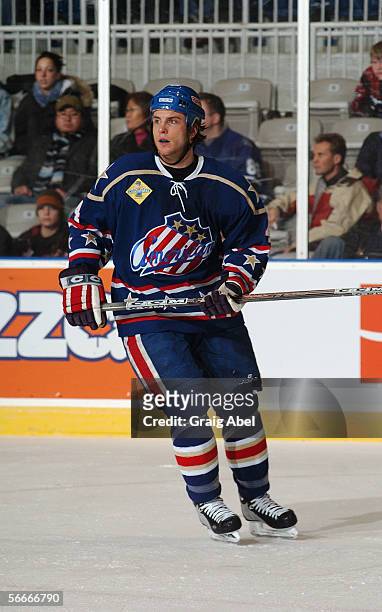 Nathan Paetsch of the Rochester Americans skates against the Toronto Marlies at Ricoh Coliseum on December 11, 2005 in Toronto, Ontario, Canada....