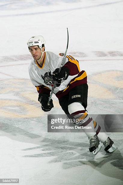 Ramzi Abid of the Chicago Wolves skates against the Peoria Rivermen at Allstate Arena on December 11, 2005 in Rosemont, Illinois. The Wolves won 4-1.