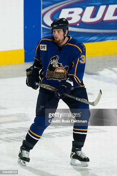 Doug Lynch of the Peoria Rivermen skates against the Chicago Wolves at Allstate Arena on December 11, 2005 in Rosemont, Illinois. The Wolves won 4-1.