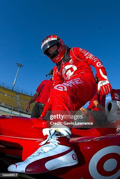 Dan Wheldon, driver of the Target Ganassi Racing Dallara Honda, during testing for the IRL Indycar Series on January 25, 2006 at the Phoenix...