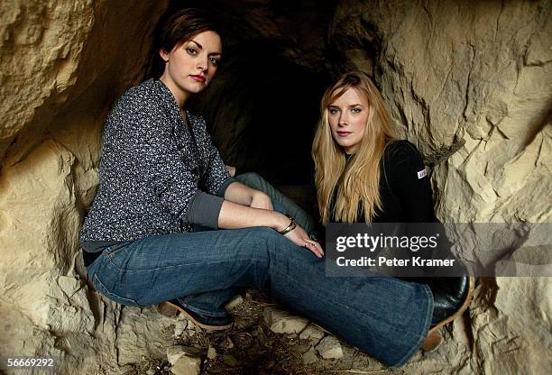 Actress Nora Jane Noone and Shauna Macdonald pose for portraits outside a cave entrance during the 2006 Sundance Film Festival January 25, 2006 in...