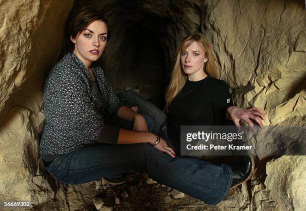 Actress Nora Jane Noone and Shauna Macdonald pose for portraits outside a cave entrance during the 2006 Sundance Film Festival January 25, 2006 in...