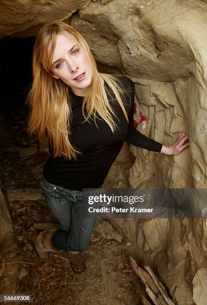Actress Shauna Macdonald poses for portraits outside a cave entrance during the 2006 Sundance Film Festival January 25, 2006 in Coalville, Utah.