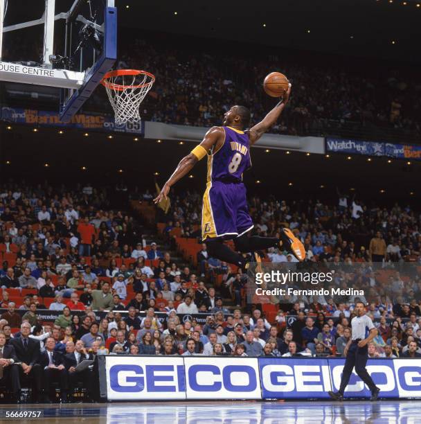 Kobe Bryant of the Los Angeles Lakers dunks during a game against the Orlando Magic at TD Waterhouse Centre on December 23, 2005 in Orlando, Florida....