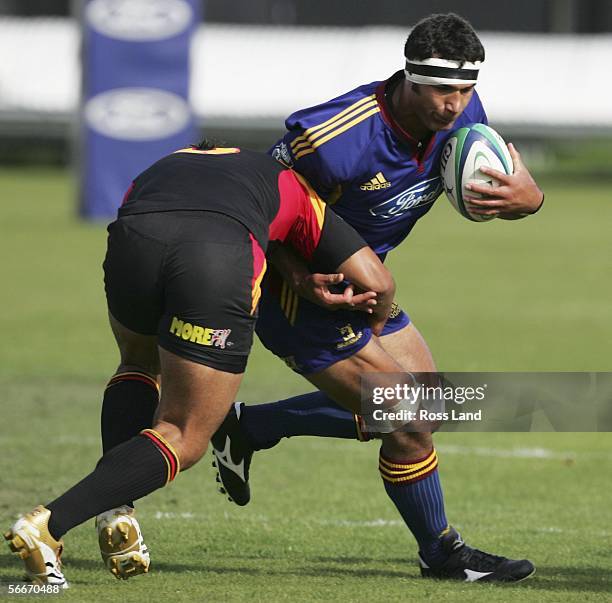 Andrew Blowers of the Highlanders in action during the Highlanders V Chiefs Super 14 pre-season rugby match played at the Events Centre on January...