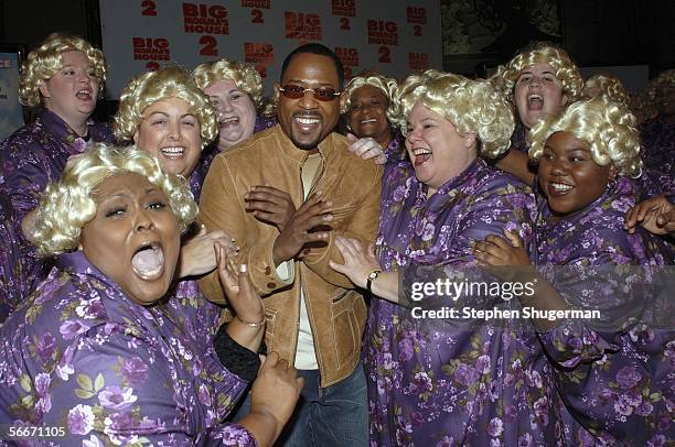 Actor Martin Lawrence poses with the Big Momma's at the 20th Century Fox Premiere of "Big Momma's House 2" at Mann's Grauman Chinese Theater on...