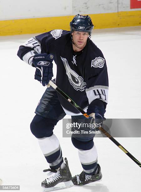 Chris Pronger of the Edmonton Oilers skates during the game against the Ottawa Senators on January 14, 2006 at Rexall Place in Edmonton, Alberta,...