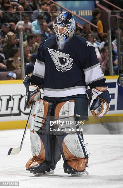 Jussi Markkanen of the Edmonton Oilers skates during the game against the Ottawa Senators on January 14, 2006 at Rexall Place in Edmonton, Alberta,...