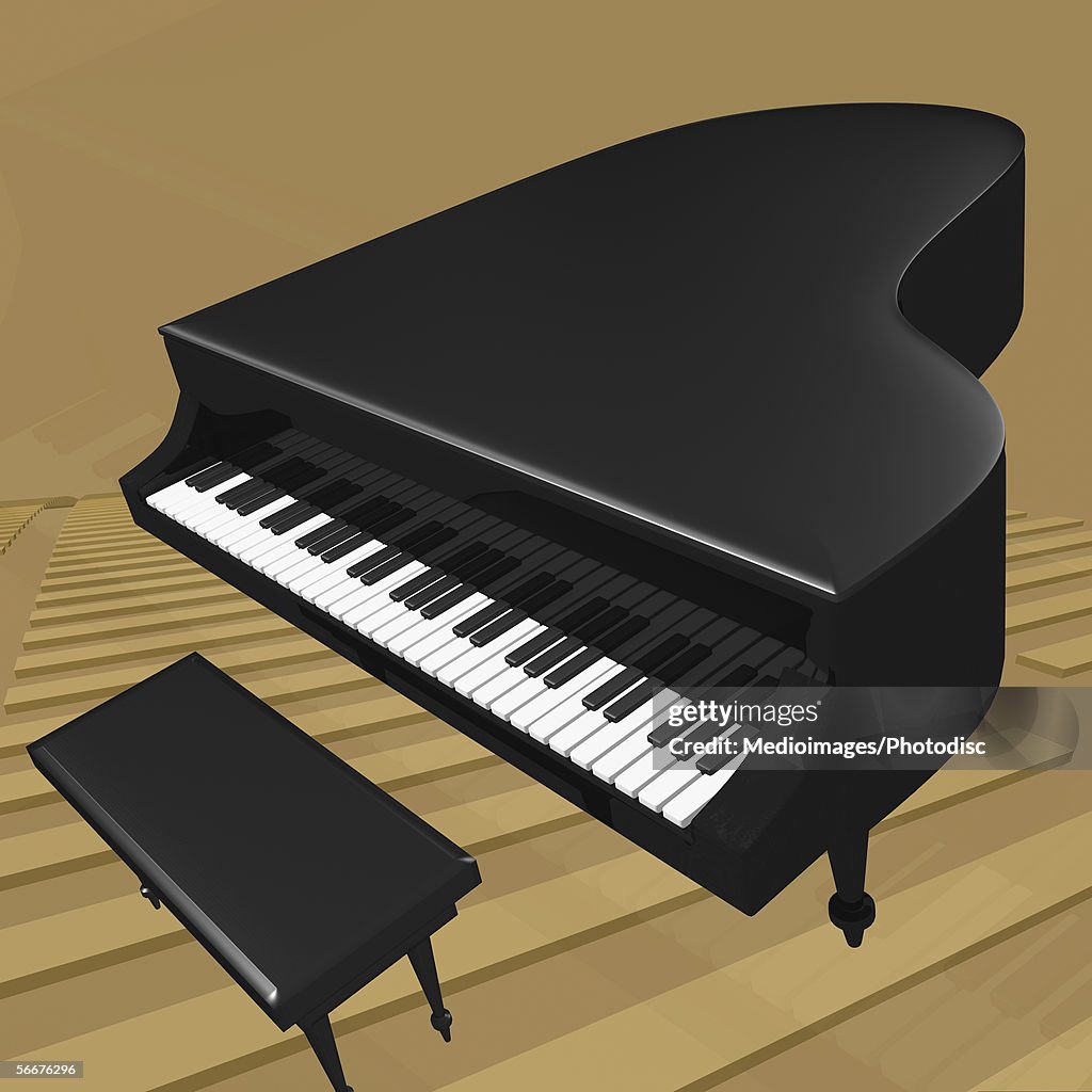 High angle view of a piano