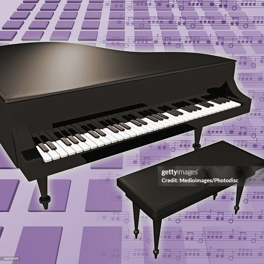 High angle view of a piano