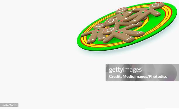 gingerbread man on a plate - gingerbread man cookie on white stock illustrations