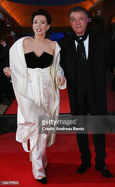 Actress Iris Berben and her husband Gabriel Lewy arrive for the Diva Awards at the Deutsches Theater on January 26, 2006 in Munich, Germany.