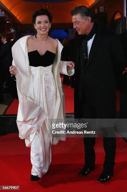 Actress Iris Berben and her husband Gabriel Lewy arrive for the Diva Awards at the Deutsches Theater on January 26, 2006 in Munich, Germany.