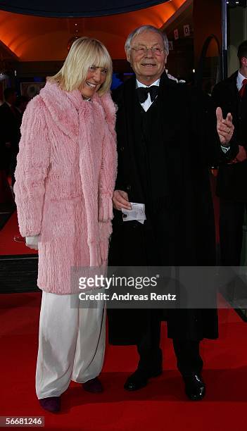 German sports reporter Harry Valerien and wife Rania arrive for the Diva Awards at the Deutsches Theater on January 26, 2006 in Munich, Germany.