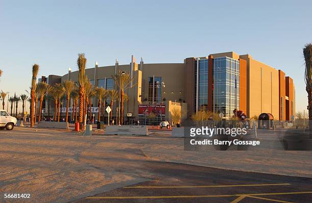 Exterior view of the Glendale Arena, home of the Phoenix Coyotes on January 27 in Glendale, Arizona