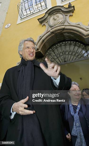 French Prime Minister Dominique de Villepin visits the house where Wolfgang Amadeus Mozart was born on January 27, 2006 in Salzburg, Austria....