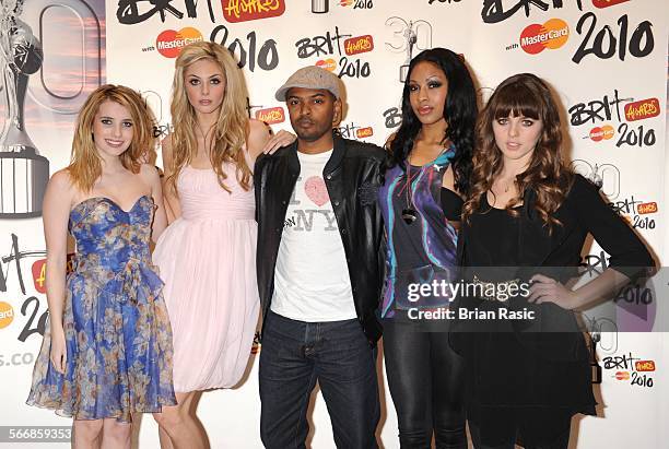 The Brit Awards 2010 Arrivals, Earls Court, London, Britain - 16 Feb 2010, Emma Roberts, Tamsin Egerton, Noel Clarke, Shanika Warren-Markland And...