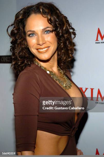 Carmen Dominicci poses at Maxim En Espanol magazine's 4th anniversary party at Glass nightclub on January 26, 2006 in Miami Beach , Florida.