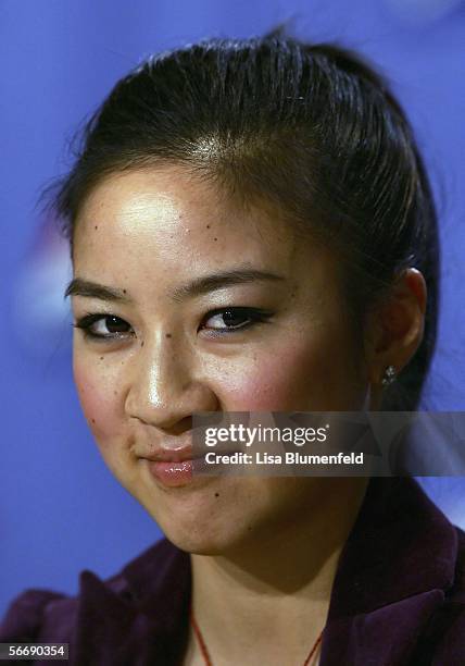 Michelle Kwan speaks to the press regarding the decision of her status on the Olympic team for the Winter Olympics to be held in Turino, Italy next...