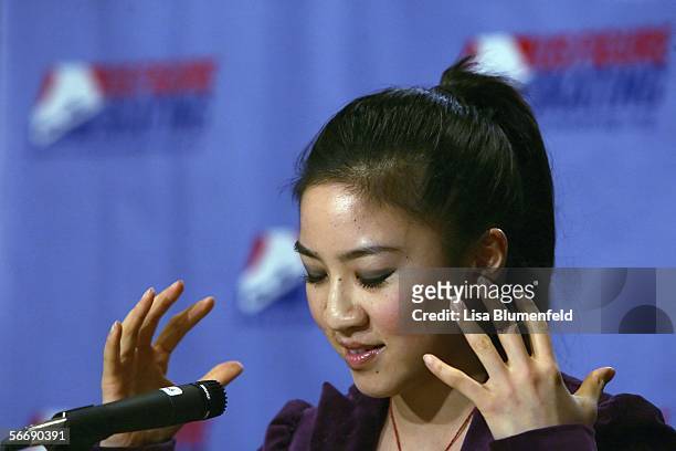 Michelle Kwan speaks to the press regarding the decision of her status on the Olympic team for the Winter Olympics to be held in Turino, Italy next...
