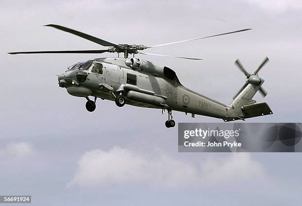 Royal Australian Navy Sea Hawk helicopter hovers during a demonstration January 26, 2006 in Sydney, Australia.