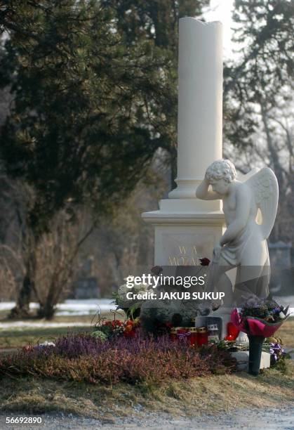 View of Wolfgang Amadeus Mozart's grave 28 January 2006, at St. Marx cemetary in Vienna. The celebrations in honour of the 250th anniversary of...