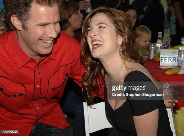 Actors Will Ferrell and Drew Barrymore attend the after party for the world premiere of "Curious George" at the ArcLight on January 28, 2006 in...