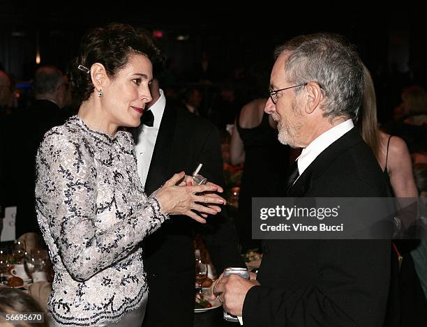 Actress Sean Young and director Steven Spielberg talk during the 58th Annual Directors Guild Of America Awards held at Hyatt Regency Century Plaza on...
