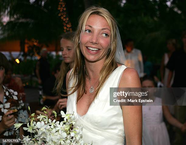 Lhotse Merriam photographed at her wedding reception January, 12 2006 on the Island of Tavarua in Fiji.