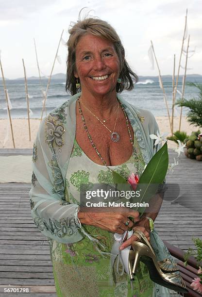 The mother of the bride Gloria Merriam pose for a photo at Tony Hawk and Lhotse Merriam's wedding ceremony January, 12 2006 on the Island of Tavarua...