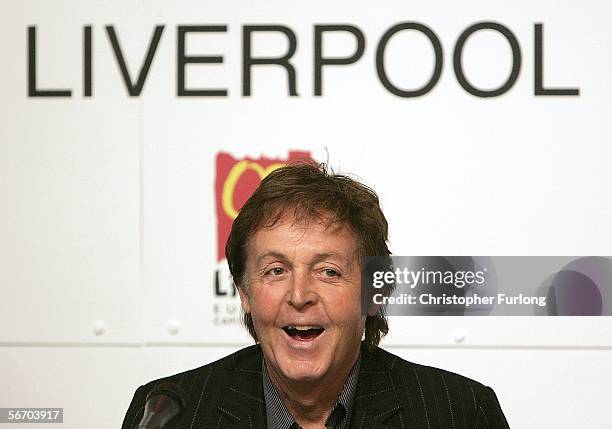 Sir Paul McCartney attends the Liverpool Institute for Performing Arts as it celebrates it's 10th birthday on January 30, 2006 in Liverpool, England....