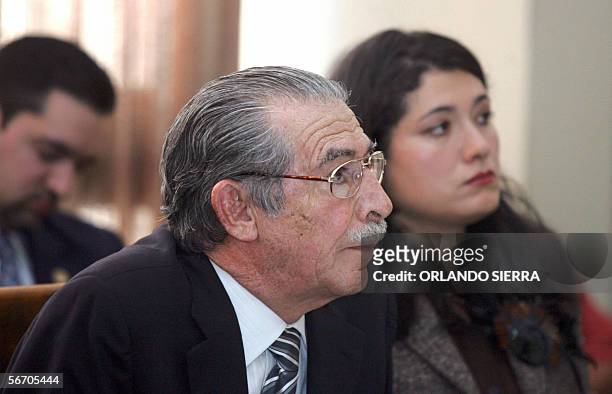 Efrain Rios Montt, ex dictador y ex candidato a la presidencia de Guatemala por el Frente Republicano Guatemalteco escucha la resolucion del Juez...