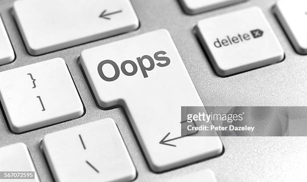 oops computer keyboard close up - mistake symbol stock pictures, royalty-free photos & images