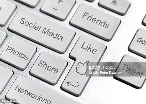 social media keyboard - social media like stock pictures, royalty-free photos & images